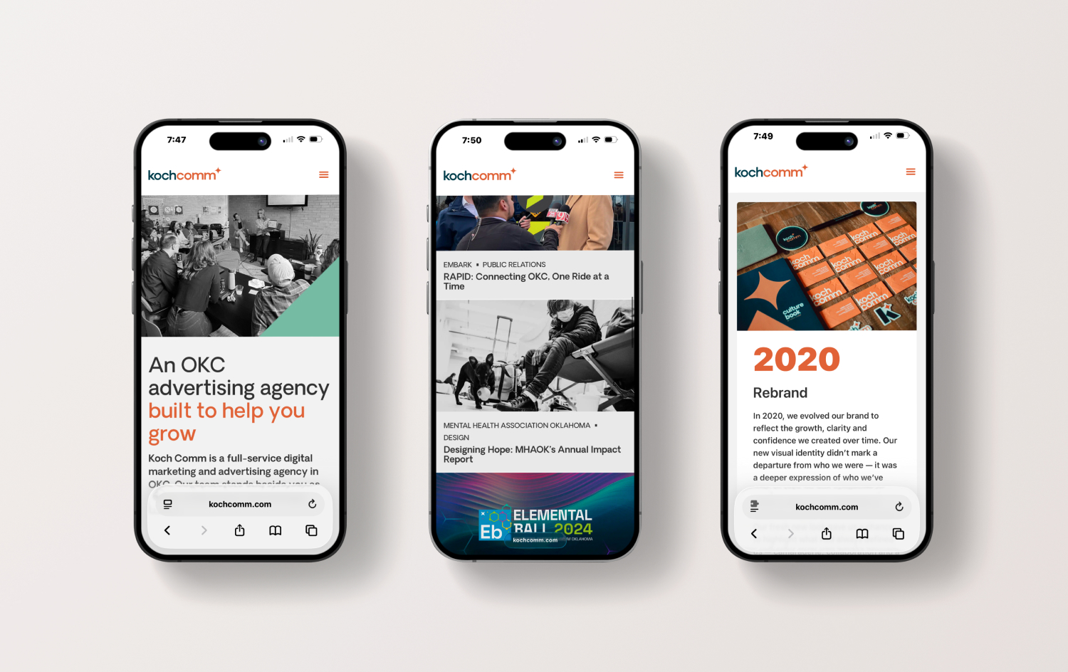 Koch Comm website screenshot